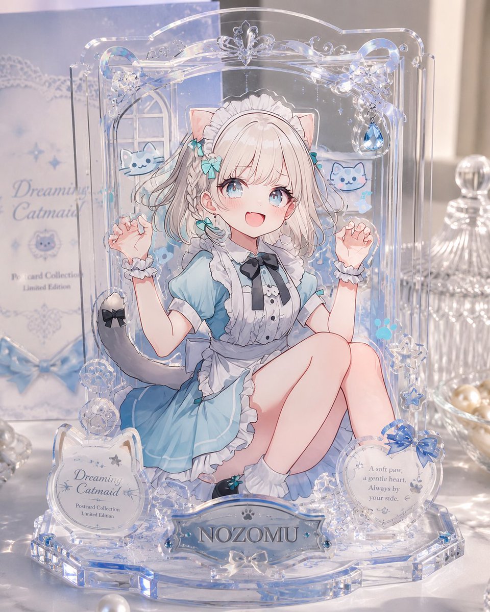 分层亚克力猫娘明信片展示架 / Layered Acrylic Catmaid Postcard Display，角色设计，插画、角色、二次元，案例输出图 1