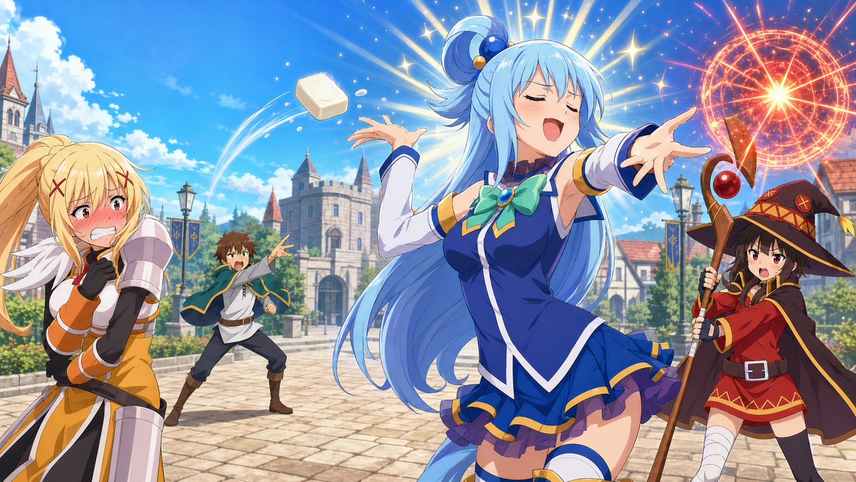 《为美好的世界献上祝福!》动漫角色互动 / Konosuba Anime Character Dynamics,角色设计,插画、角色、二次元,案例输出图 1