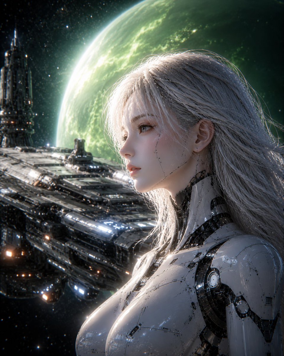 太空船上的女性仿生人 / Female Android on Spaceship,角色设计,人像、电影感、角色,案例输出图 1