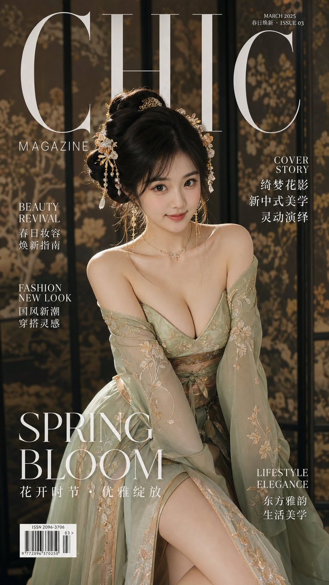 新中式时尚杂志封面 / Traditional Chinese Style Fashion Magazine Cover，人像与摄影，人像、时尚、角色，案例输出图 2