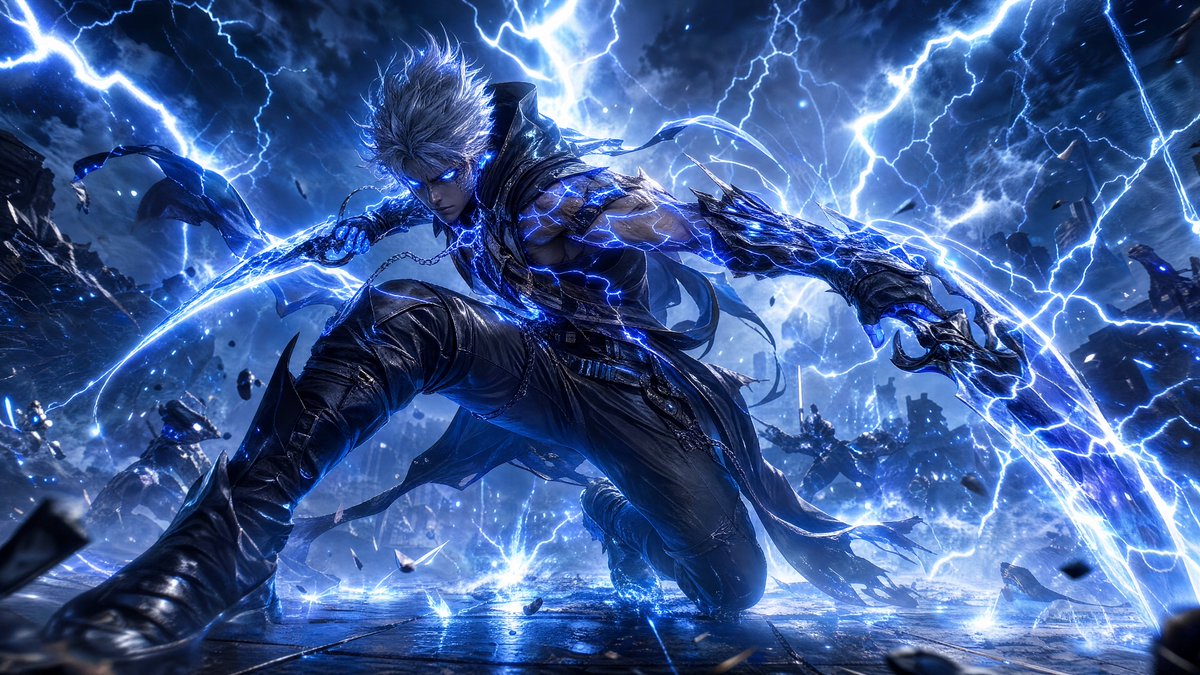 风暴雷霆游侠角色 / Storm-Born Lightning Rogue Character，角色设计，插画、角色、角色设计，案例输出图 1