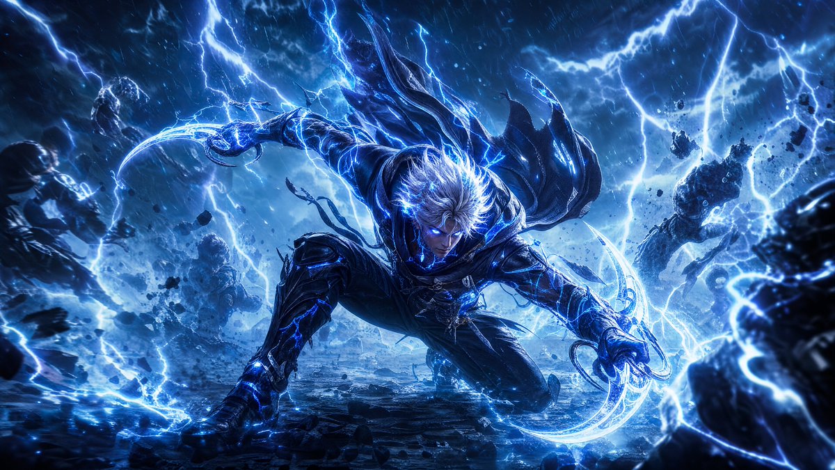 风暴雷霆游侠角色 / Storm-Born Lightning Rogue Character，角色设计，插画、角色、角色设计，案例输出图 2