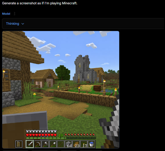 AI 生成器界面中的 Minecraft 游戏画面 / Minecraft Gameplay in AI Generator UI，UI 与社交媒体截图，UI、截图、角色，案例输出图 1