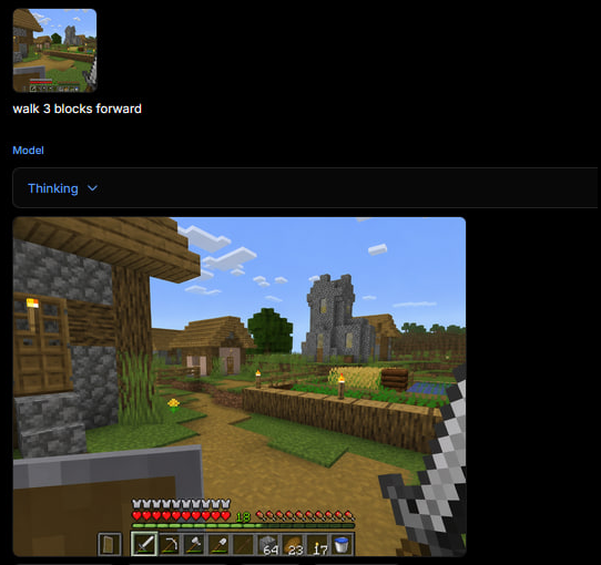 AI 生成器界面中的 Minecraft 游戏画面 / Minecraft Gameplay in AI Generator UI，UI 与社交媒体截图，UI、截图、角色，案例输出图 2