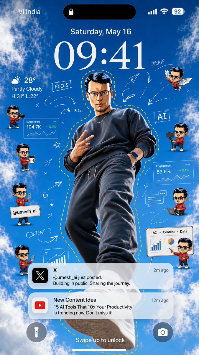 创作者锁屏壁纸 / Creator Lock Screen Wallpaper，UI 与社交媒体截图，人像、UI、截图，案例输出图 1