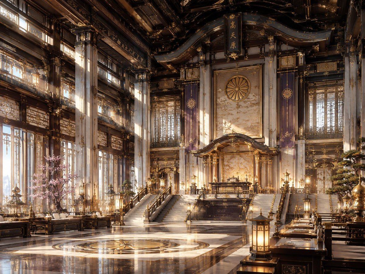 NeoNippon 帝国宝座大厅 / NeoNippon Imperial Throne Hall,人像与摄影,霓虹、人像、电影感,案例输出图 1