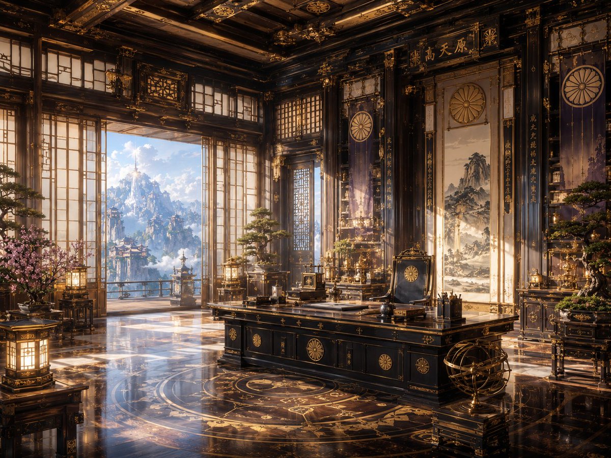 NeoNippon 帝国宝座大厅 / NeoNippon Imperial Throne Hall，人像与摄影，霓虹、人像、电影感，案例输出图 2