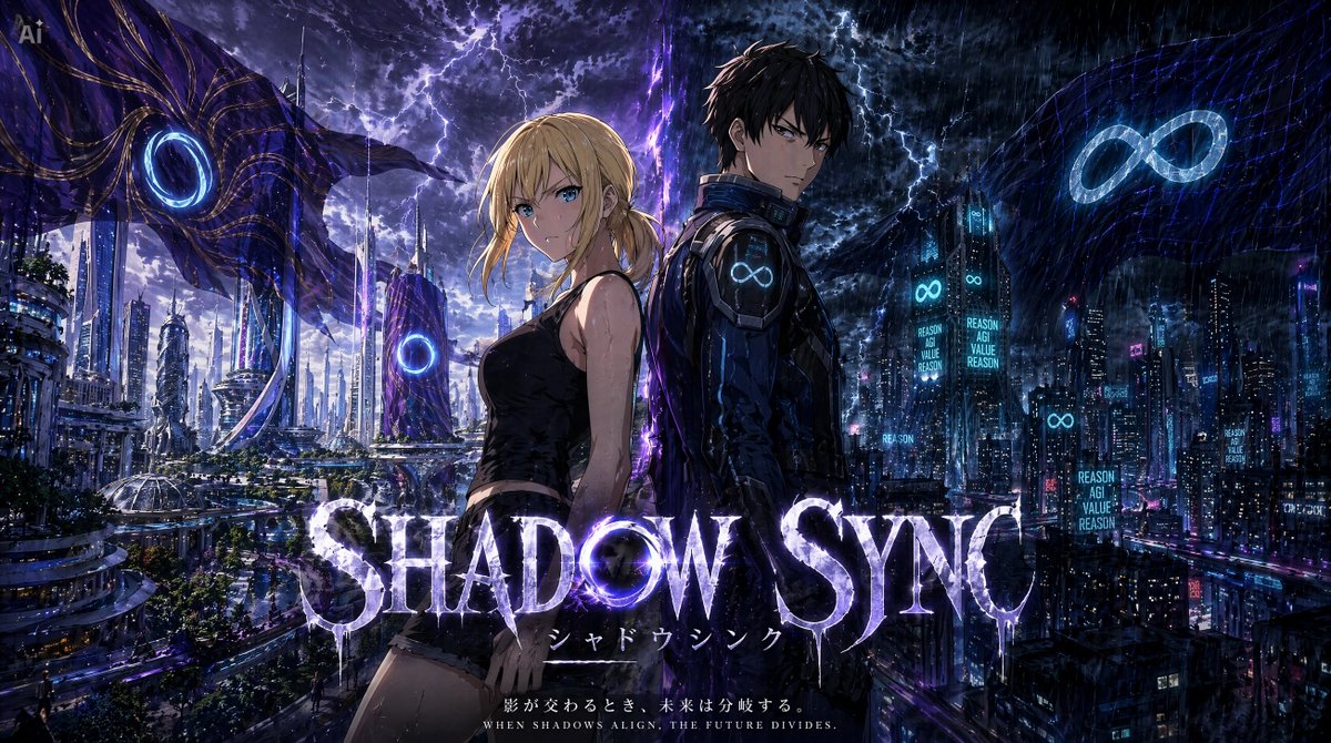 Shadow Sync 动画主视觉图 / Shadow Sync Anime Key Visual，角色设计，霓虹、电影感、海报，案例输出图 3