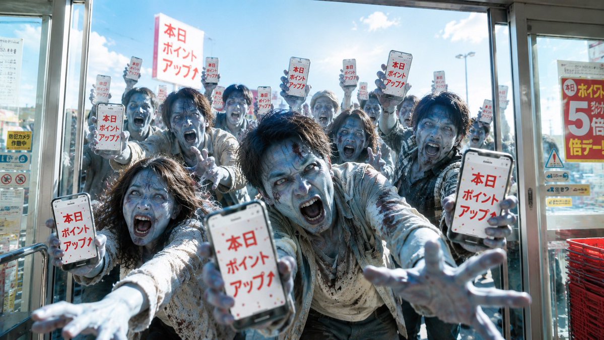 “丧尸”购物狂潮促销封面 / Zombie Shoppers Point Sale Cover,人像与摄影,人像、电影感、海报,案例输出图 1