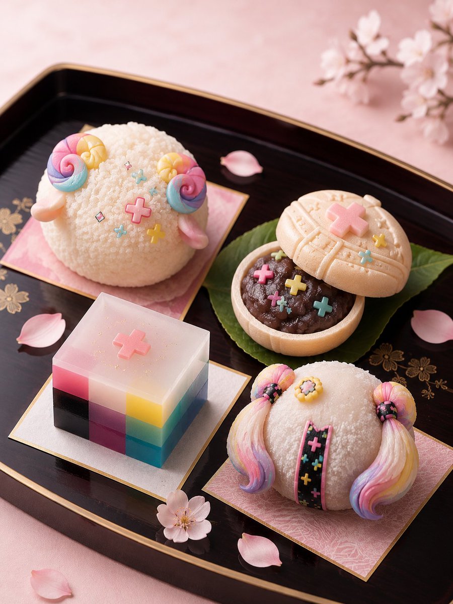 角色主题和果子广告拍摄 / Character-Themed Wagashi Advertising Shot,角色设计,角色、产品图、竖版,案例输出图 1
