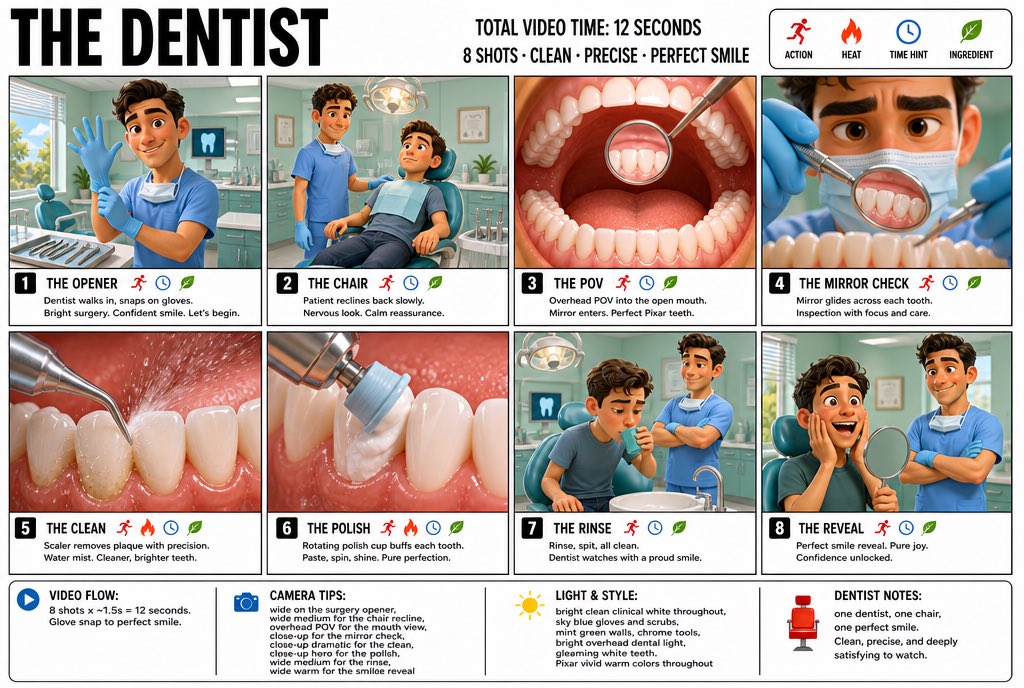 牙医故事板信息图 / Dentist Storyboard Infographic,角色设计,海报、插画、角色,案例输出图 1