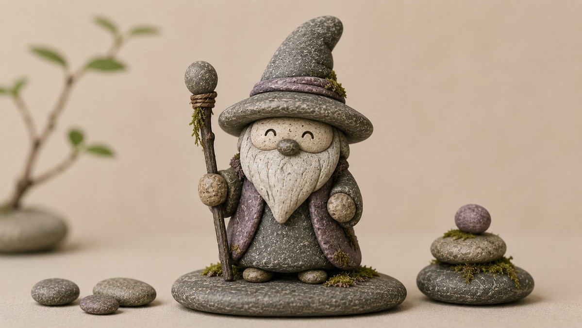 风格化河石雕塑 / Stylized River Stone Sculptures,海报与插画,海报、插画、极简,案例输出图 1