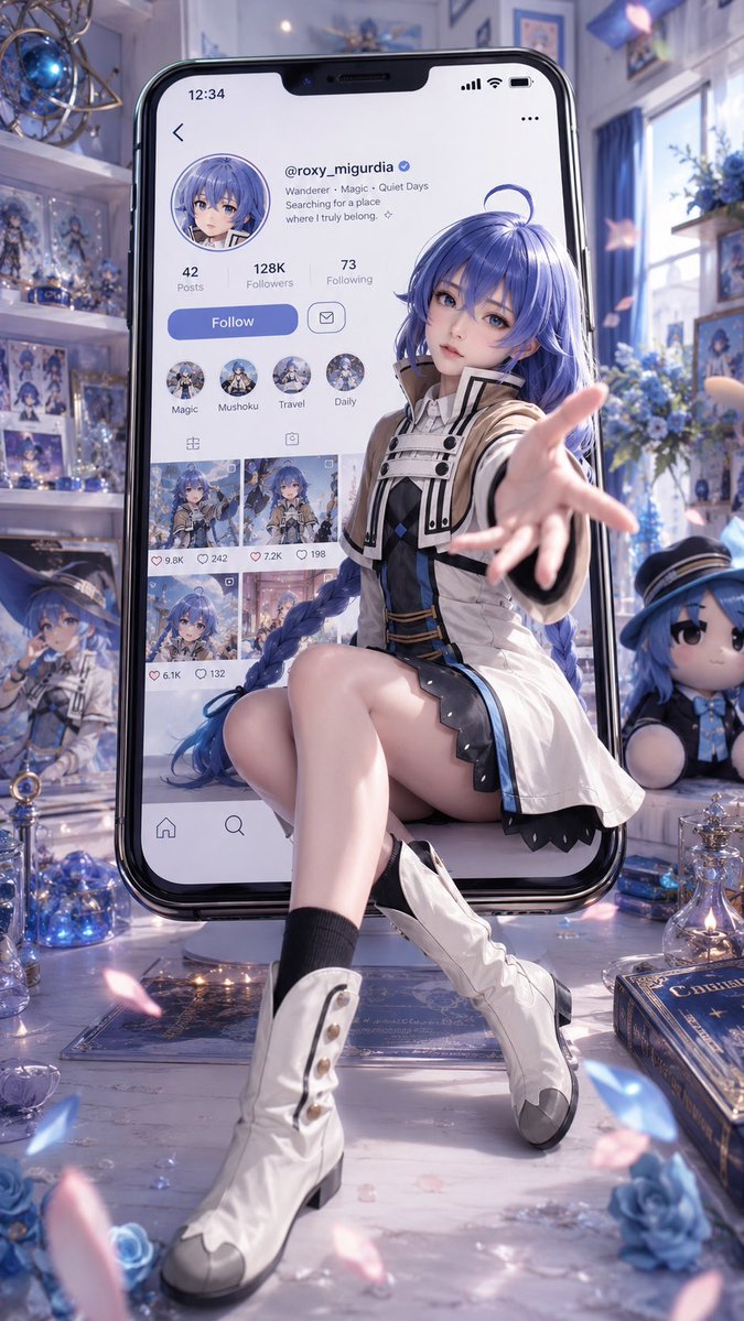 Roxy Migurdia 角色肖像 / Roxy Migurdia Character Portrait,角色设计,人像、角色、角色设计,案例输出图 1