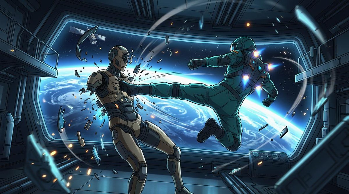 空间站零重力侧踢 / Orbital Station Zero-G Kick,角色设计,电影感、插画、角色,案例输出图 1