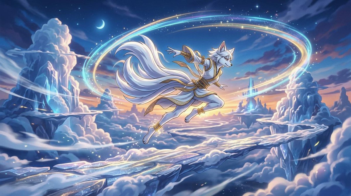 天界九尾狐灵 / Celestial Nine-Tailed Fox Spirit,角色设计,电影感、插画、角色,案例输出图 1