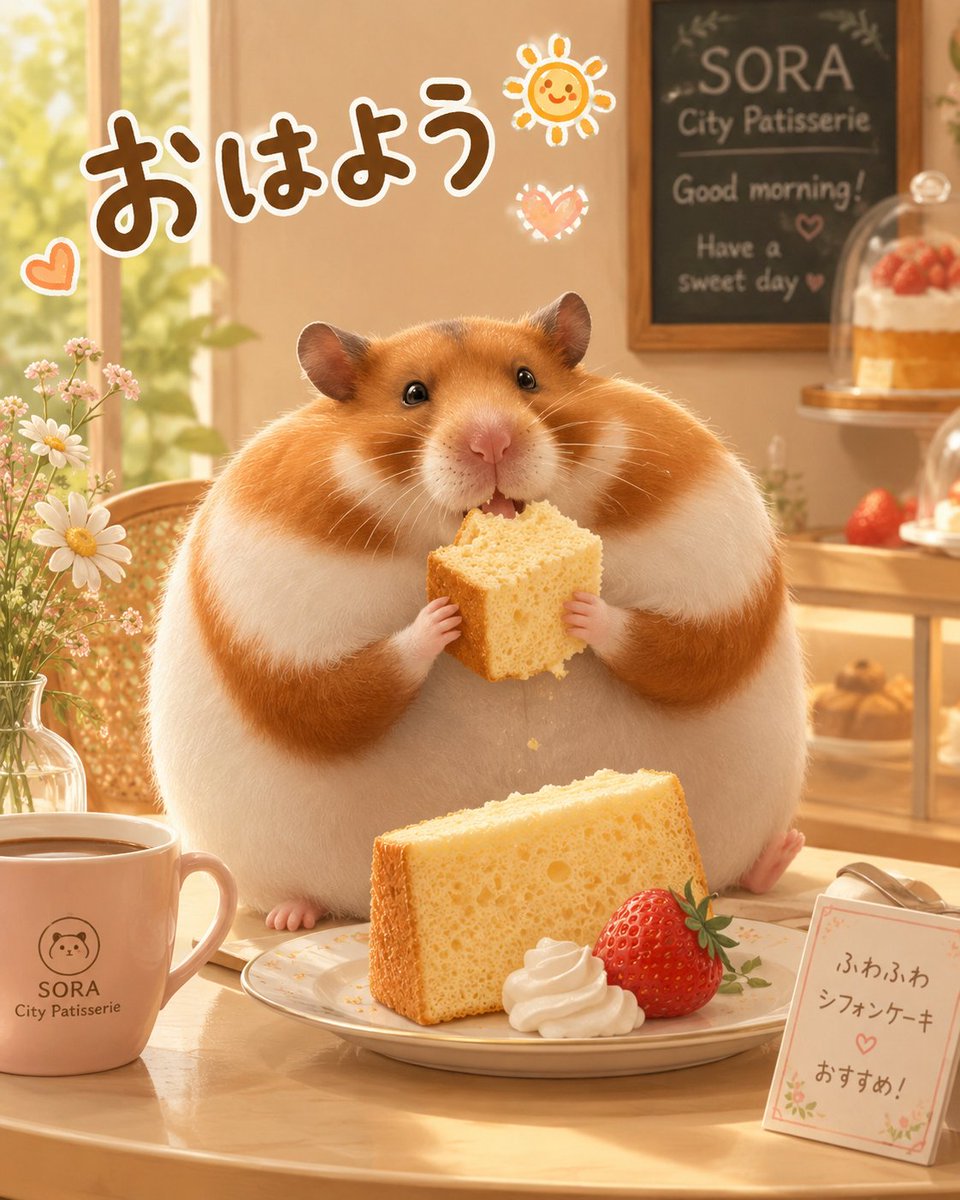 清晨仓鼠咖啡馆插画 / Morning Hamster Café Illustration,角色设计,插画、角色、二次元,案例输出图 1