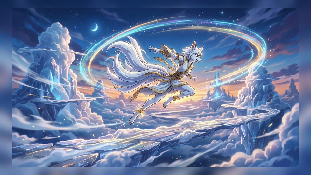 天界九尾灵狐 / Celestial Nine-Tailed Fox Spirit,UI 与社交媒体截图,电影感、插画、UI,案例输出图 1
