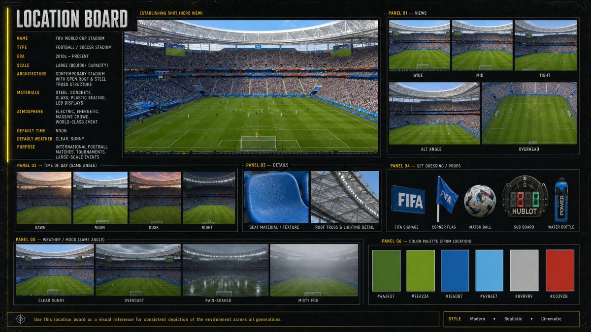 电影级体育场项目 / Cinematic Stadium Location Board,角色设计,35mm、电影感、海报,案例输出图 1