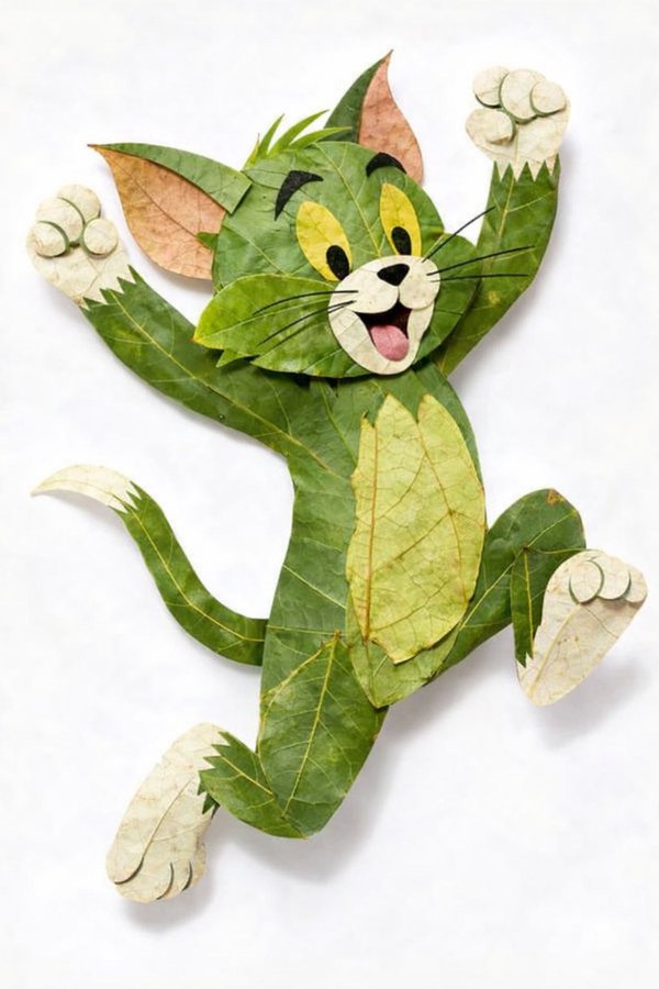 创意树叶拼贴构成的角色画像 / Creative Leaf Collage Portrait，角色设计，人像、角色、角色设计，案例输出图 1