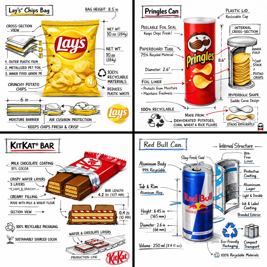 零食品牌技术分解图 / Snack Brand Technical Breakdown，UI 与社交媒体截图，插画、UI、截图，案例输出图 1