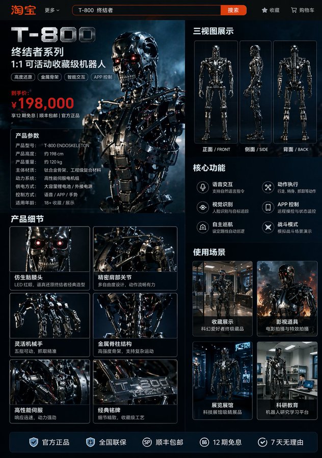 终结者机器人淘宝详情页 / Terminator Taobao Page，海报与插画，海报、插画、产品图，案例输出图 1