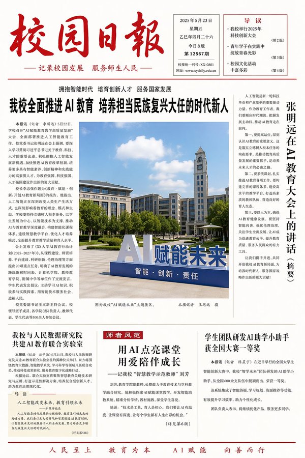 聚焦人工智能的校园日报 / Focusing On Ai Campus Daily，海报与插画，海报、插画、海报与插画，案例输出图 1