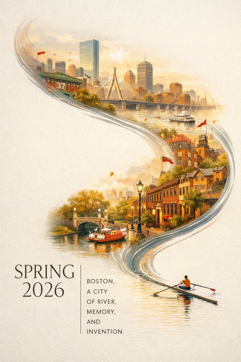 梦幻波士顿春季城市海报 / Dreamy Boston Spring Poster，海报与插画，海报、插画、城市视觉，案例输出图 1