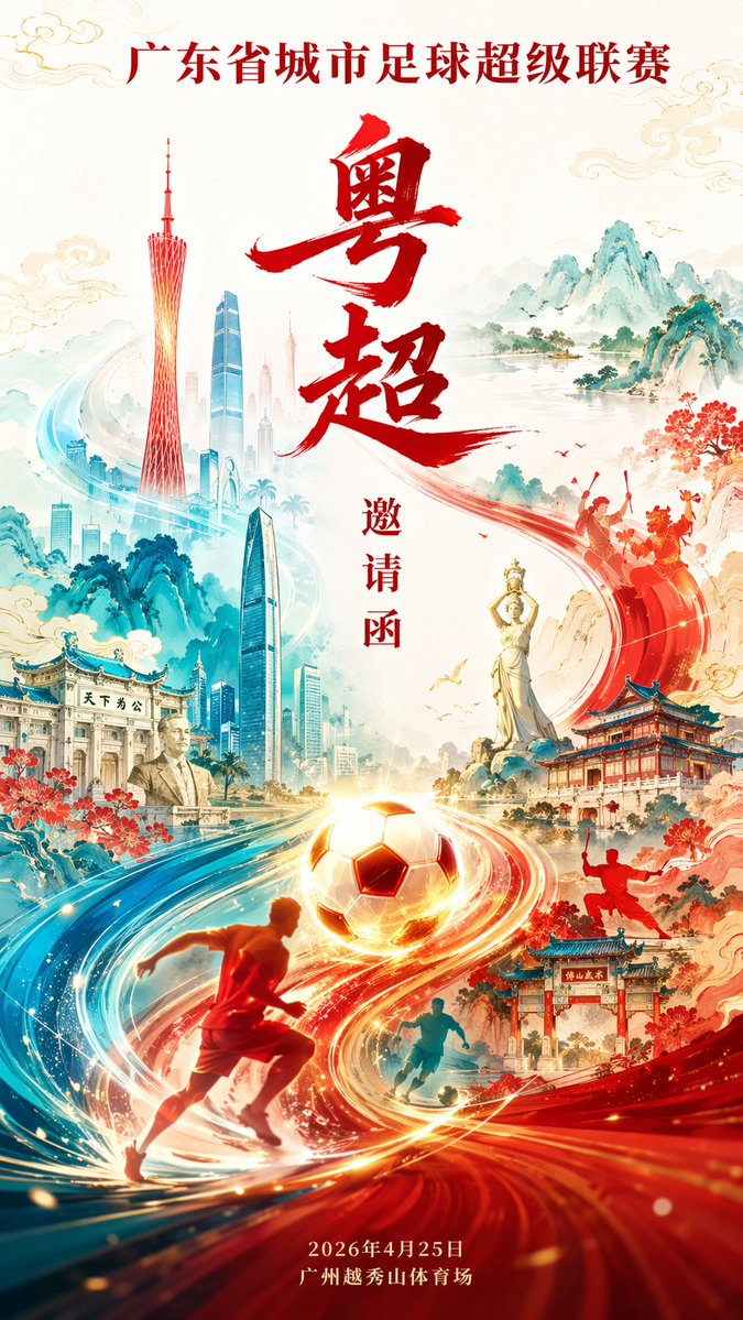 粤超联赛国潮风邀请函海报 / Yuechao Guochao Poster，角色设计，电影感、海报、角色，案例输出图 1