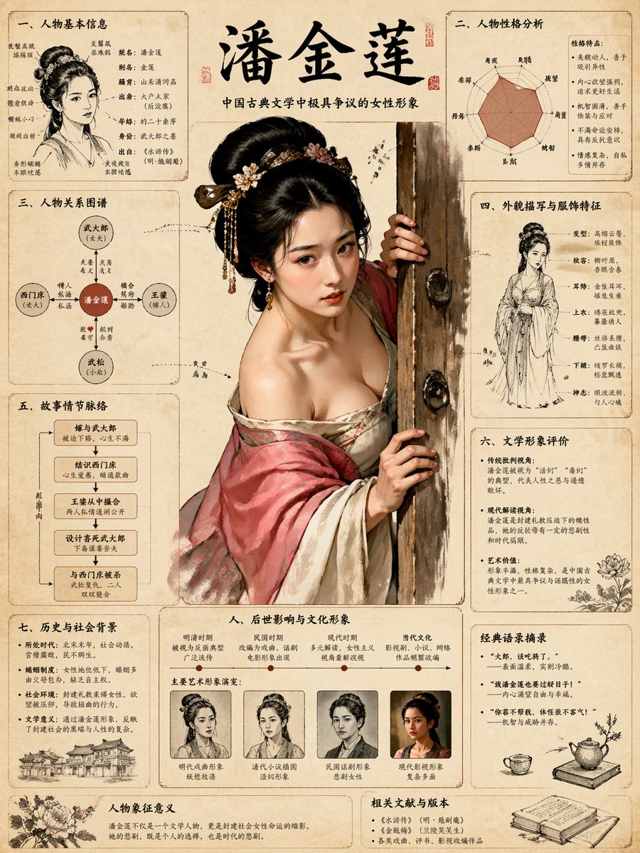 绘制金瓶梅知识图谱 / Jin Ping Mei Tupu，角色设计，插画、角色、城市视觉，案例输出图 1