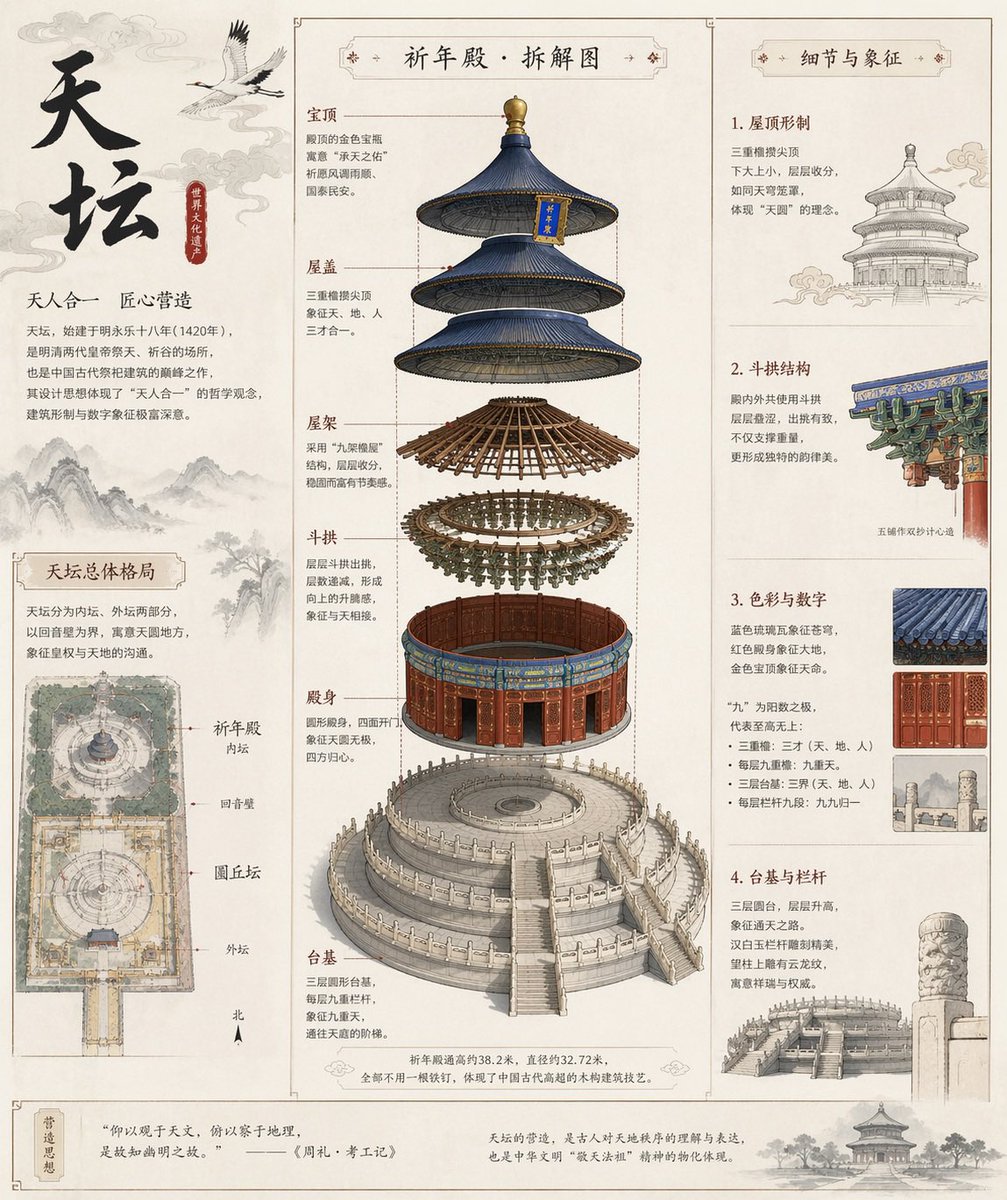 天坛古建拆解全图 / Temple Of Heaven Exploded，海报与插画，海报、插画、海报与插画，案例输出图 1
