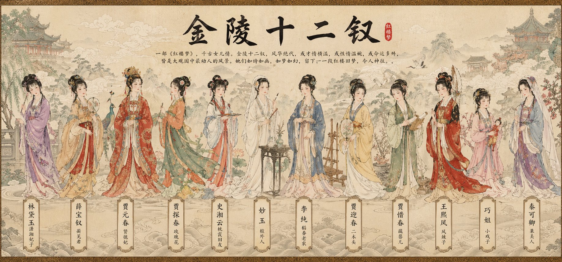 国风工笔八仙长卷插画 / Guofeng Gongbi Eight Immortals，角色设计，人像、海报、插画，案例输出图 1