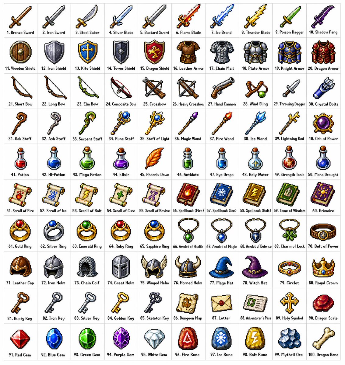 奇幻RPG百件像素风道具图鉴 / Fantasy Rpg Pixel Items，海报与插画，海报、插画、海报与插画，案例输出图 1