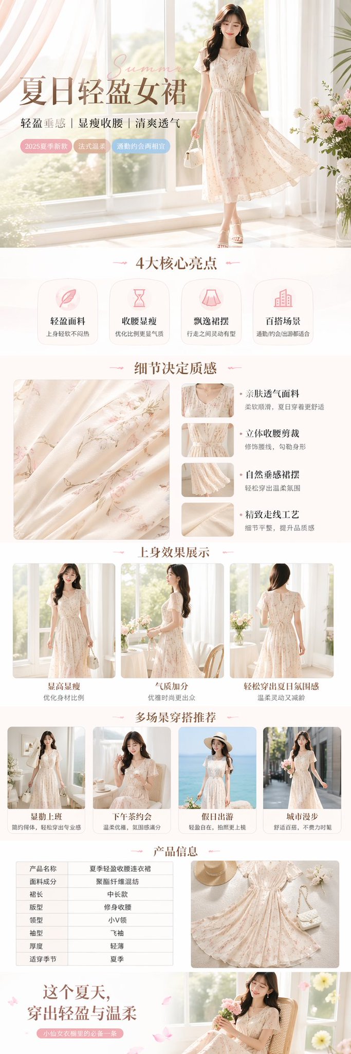 清新夏日女装连衣裙电商展示 / Summer Womens Dress Display，海报与插画，海报、插画、产品图，案例输出图 1