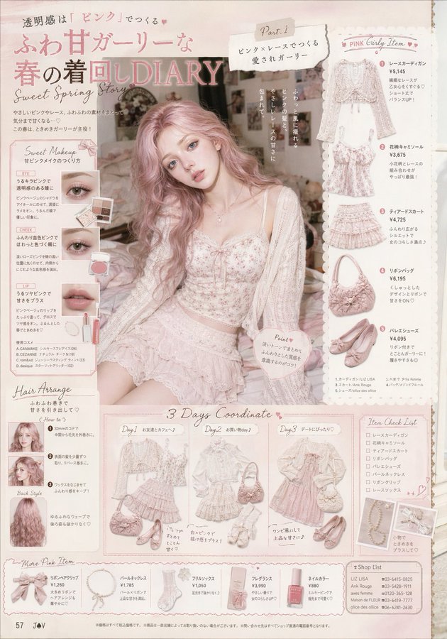 千禧甜美风少女杂志内页 / Retro Girly Magazine Page，角色设计，时尚、海报、角色，案例输出图 1