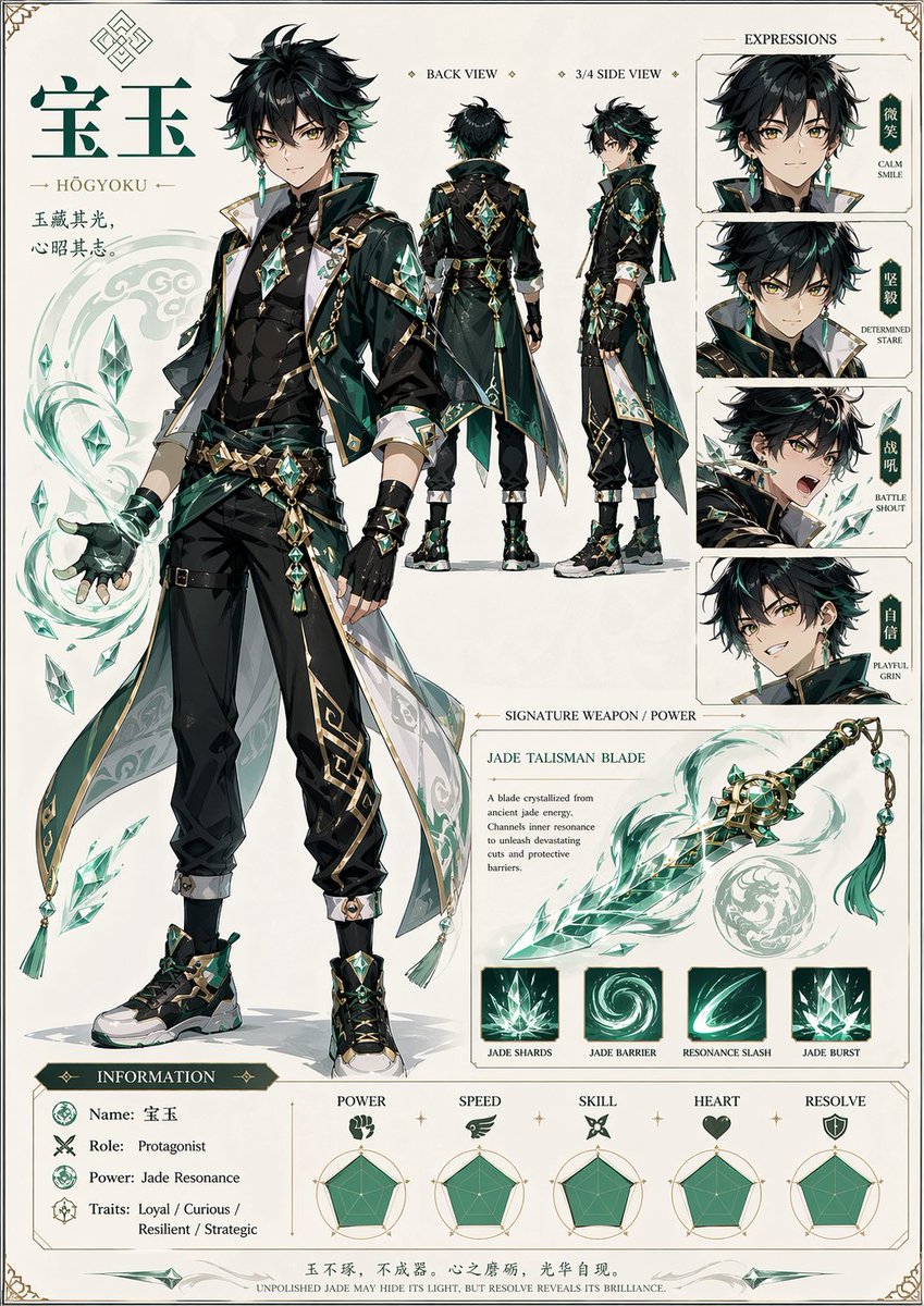 热血少年宝玉角色设定图 / Hot Blood Bao Yu Sheet，角色设计，角色、二次元、角色设计，案例输出图 1