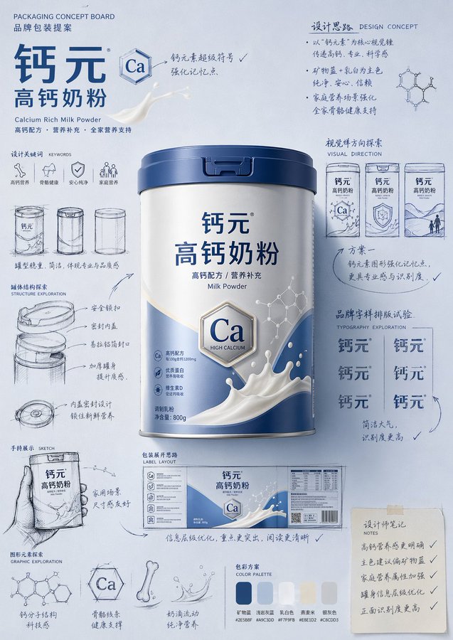 手绘草图包装提案板设计海报 / Hand Drawn Packaging Proposal Poster，角色设计，海报、插画、角色，案例输出图 1