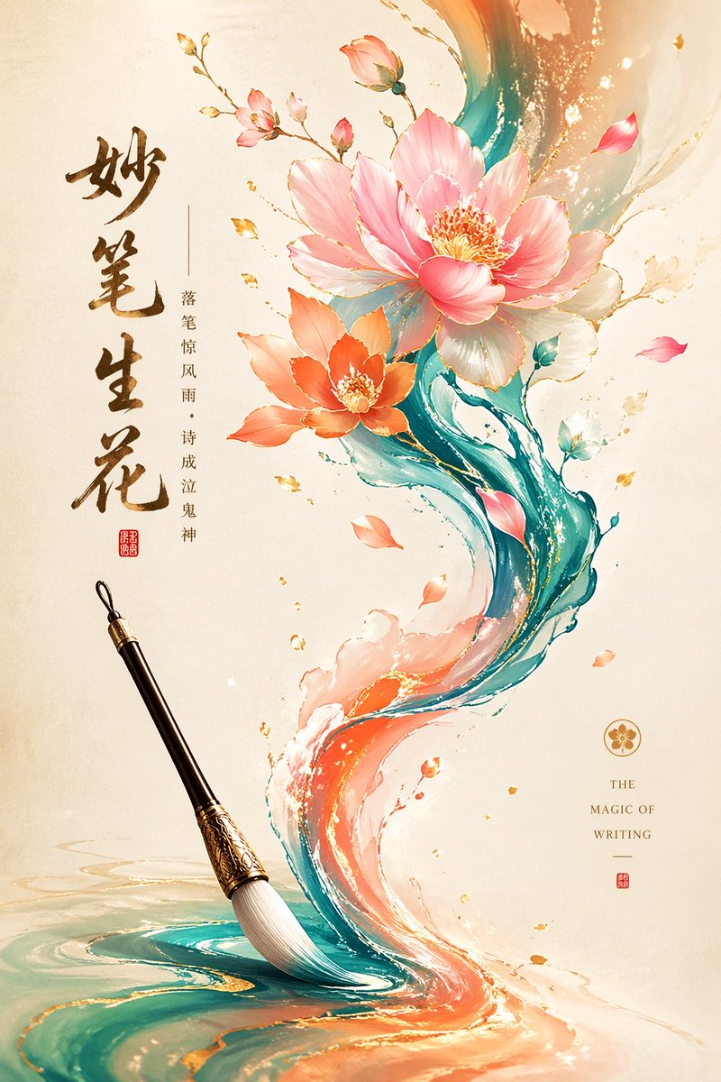 妙笔生花极简东方插画 / Magical Brush Minimal Oriental，人像与摄影，人像、电影感、海报，案例输出图 1