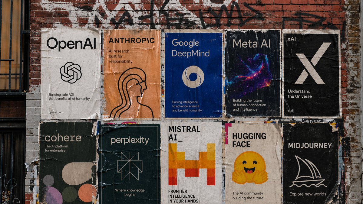 旧金山砖墙上的AI海报矩阵 / Sf Brick Wall Ai Posters，海报与插画，海报、插画、海报与插画，案例输出图 1