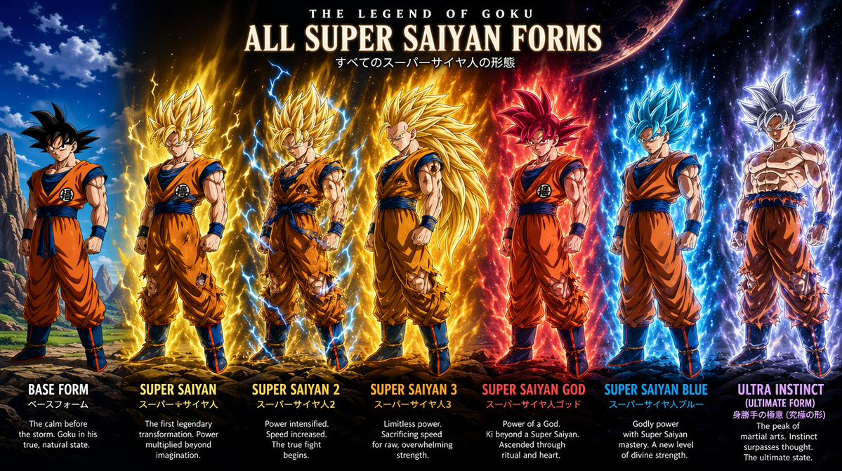 悟空全形态超级赛亚人变身 / Goku All Super Saiyan Forms，人像与摄影，人像、电影感、人像与摄影，案例输出图 1
