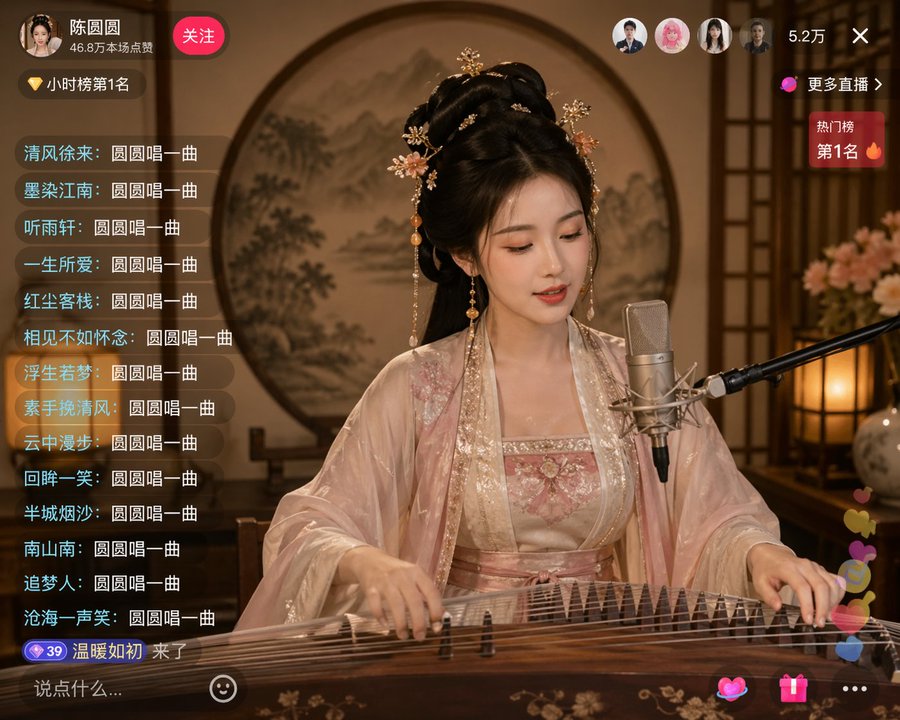 古筝弹唱古典美人 / Guzheng Singing Classical Beauty，海报与插画，海报、插画、海报与插画，案例输出图 1