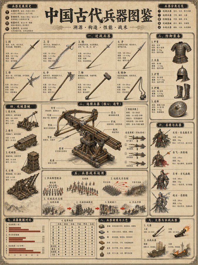 中国古代兵器图鉴百科图版 / Ancient Chinese Weapons Encyclopedia，模型对比与社区，时尚、截图、角色，案例输出图 1