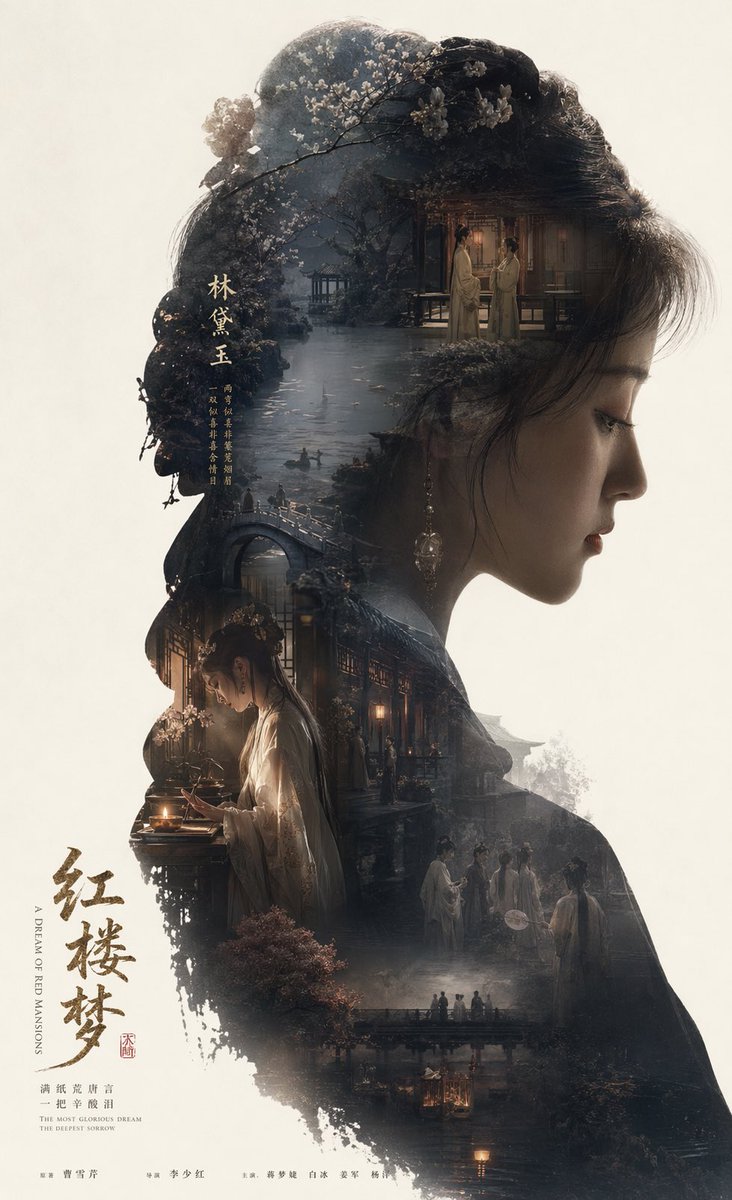 红楼林黛玉史诗叙事海报 / Dream Of Red Mansion Epic Poster，角色设计，35mm、电影感、海报，案例输出图 1