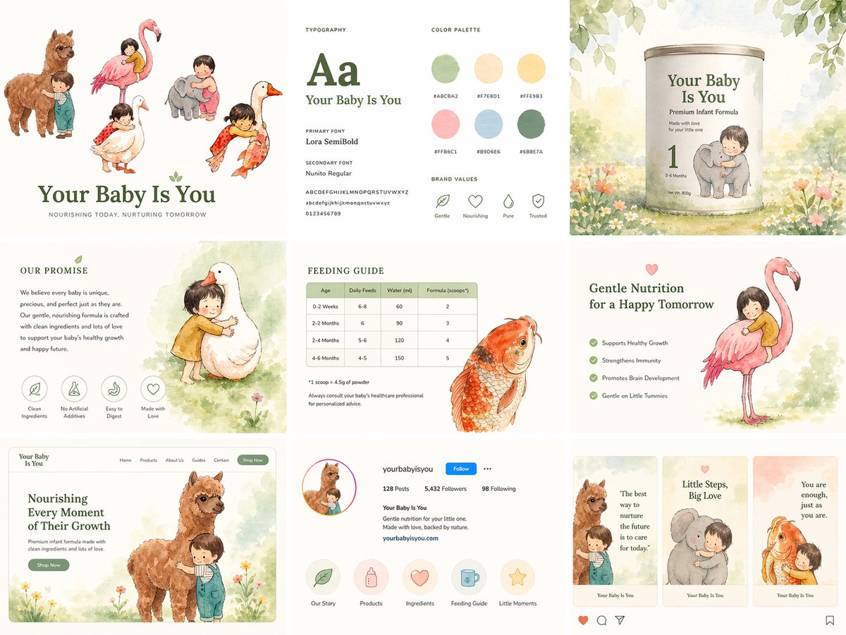 婴儿奶粉品牌套件设计 / Baby Formula Brand Kit，海报与插画，海报、插画、排版，案例输出图 1