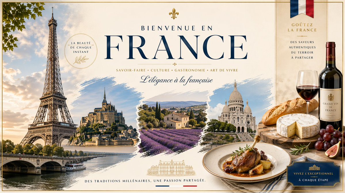 法式风情地标美食海报 / French Landmark Food Poster，海报与插画，海报、插画、海报与插画，案例输出图 1