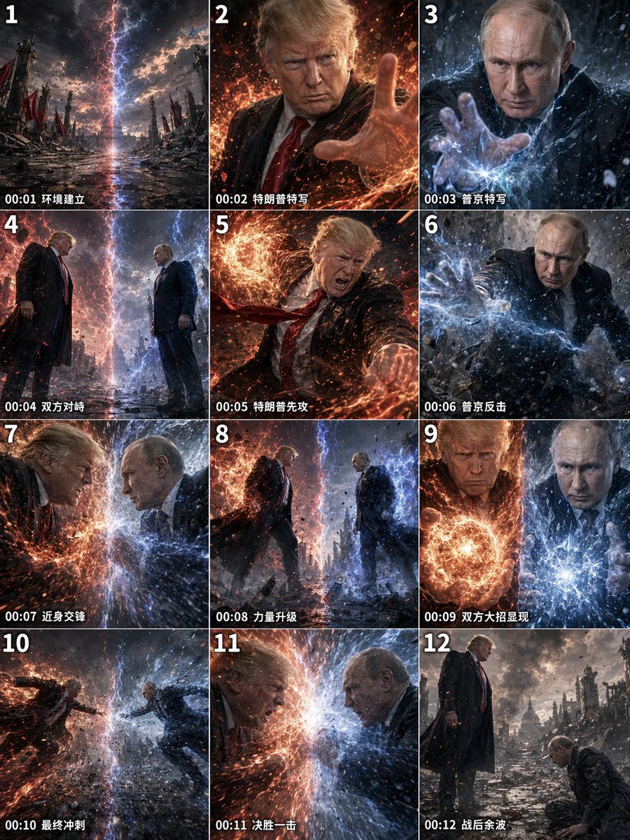 史诗级动画战斗分镜图 / Epic Anime Battle Storyboard，模型对比与社区，电影感、插画、角色，案例输出图 1