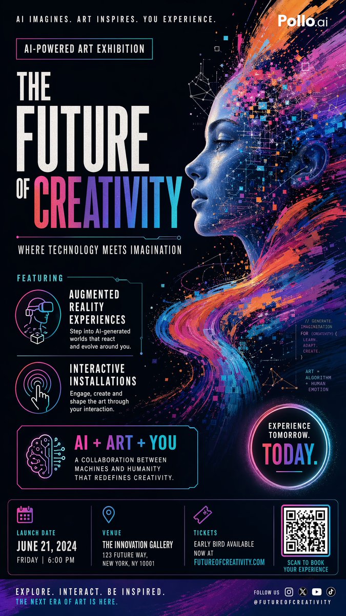 AI艺术展视觉海报设计 / Ai Art Exhibition Poster，海报与插画，海报、插画、排版，案例输出图 1