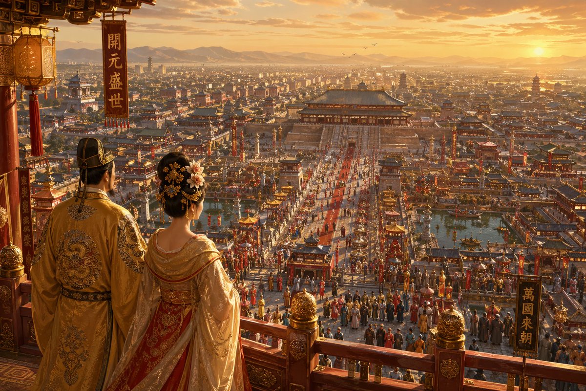 盛世长安万国来朝图 / Prosperous Tang Chang An，海报与插画，海报、插画、城市视觉，案例输出图 1