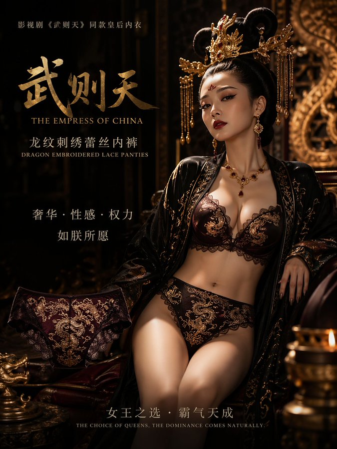 暗黑宫廷武则天同款内衣大片 / Dark Palace Empress Underwear，海报与插画，海报、插画、海报与插画，案例输出图 1
