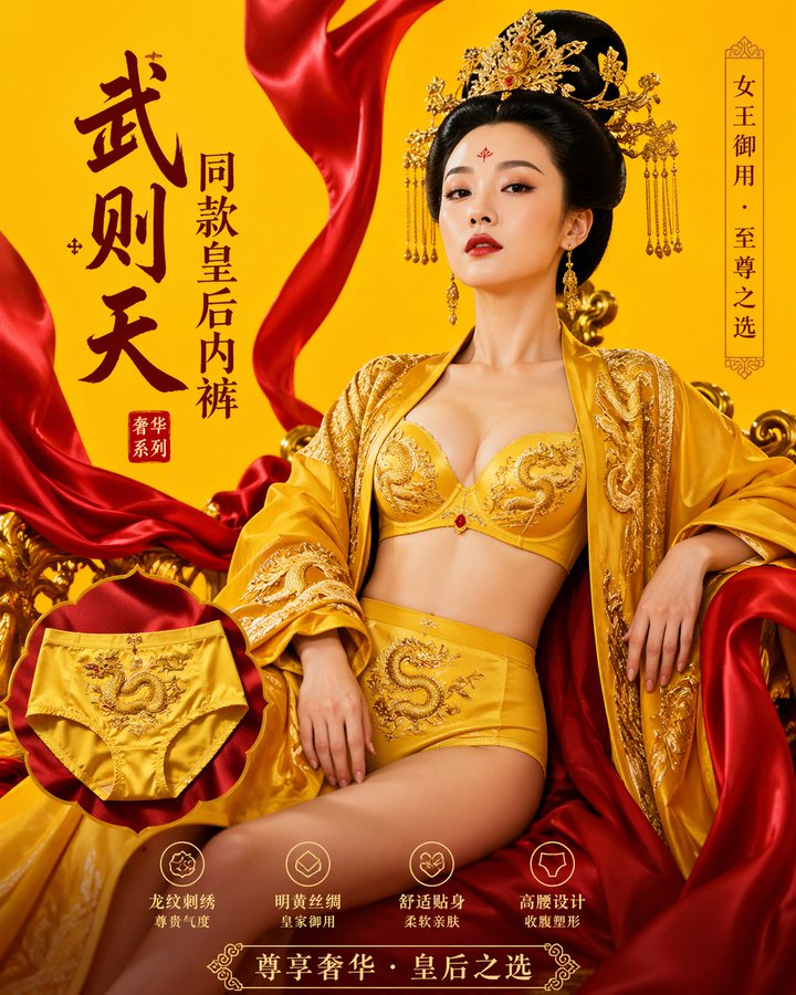 武则天同款皇后内衣广告大片 / Wu Zetian Empress Underwear，海报与插画，海报、插画、海报与插画，案例输出图 1
