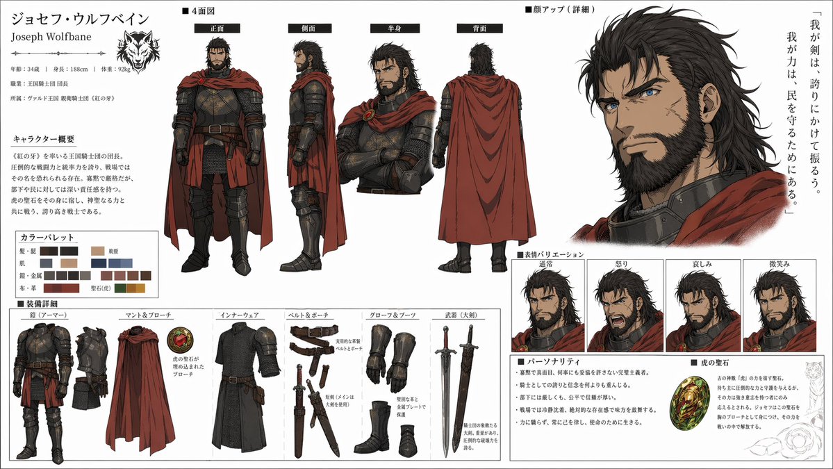 高细节角色设定图与表情拆解 / High Detail Character Sheet，角色设计，角色、排版、信息图，案例输出图 1